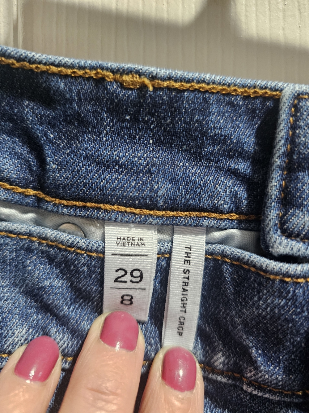 LOFT Crop Straight Patch Cuff Jeans